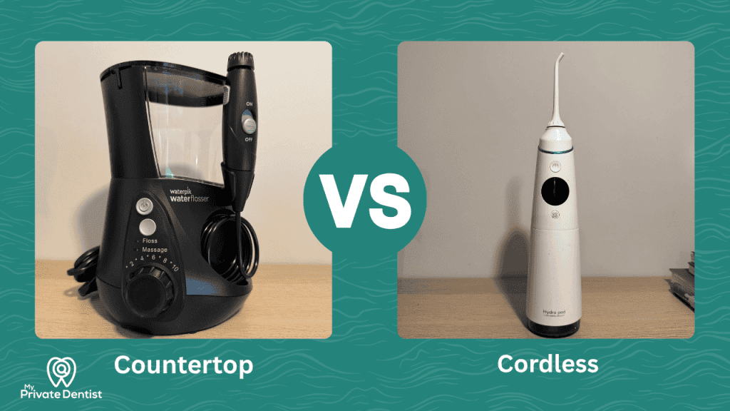 Waterpik water flosser for dental hygiene comparison.